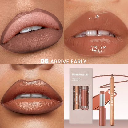 Lip Liner and Lipstick Set (Matte & Glossy Finishes)