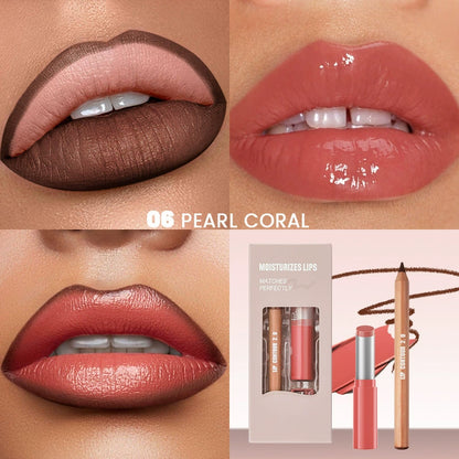 Lip Liner and Lipstick Set (Matte & Glossy Finishes)