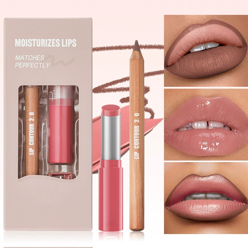 Lip Liner and Lipstick Set (Matte & Glossy Finishes)