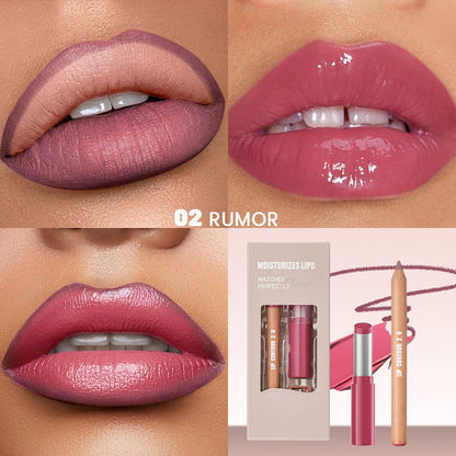 Lip Liner and Lipstick Set (Matte & Glossy Finishes)