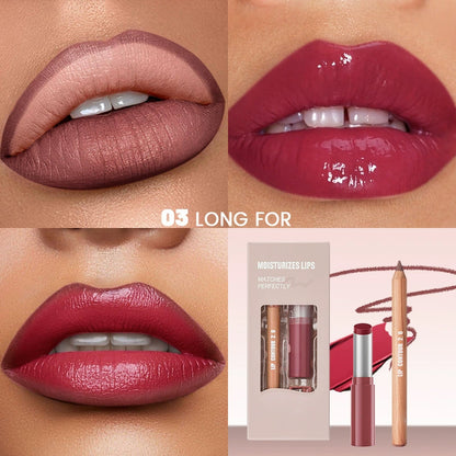 Lip Liner and Lipstick Set (Matte & Glossy Finishes)