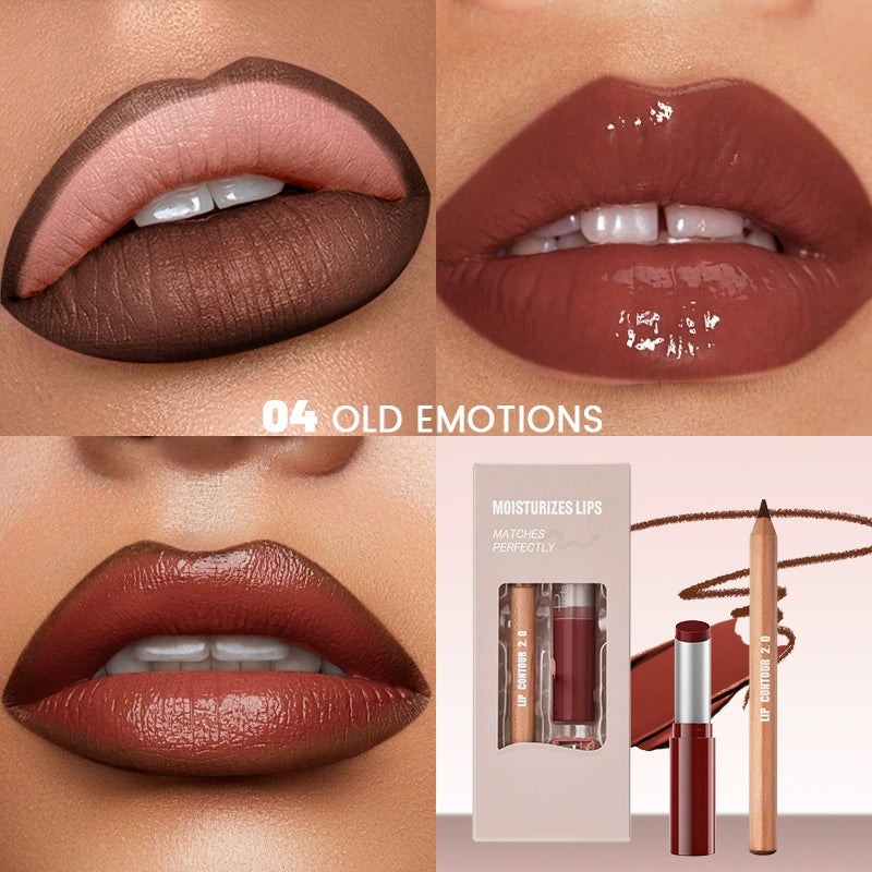 Lip Liner and Lipstick Set (Matte & Glossy Finishes)