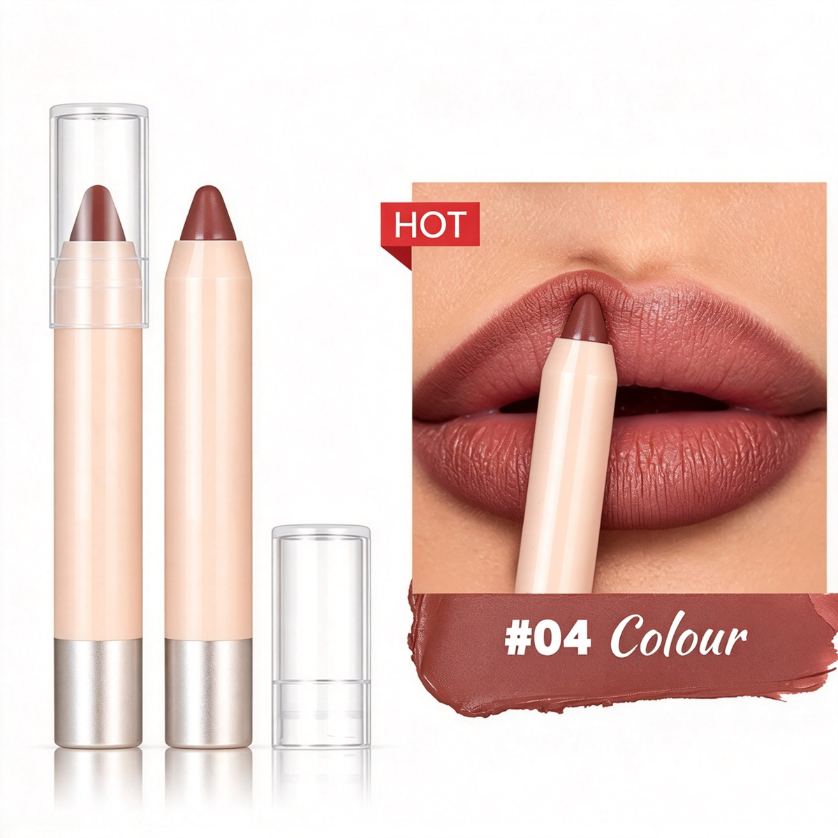 Matte Lipstick Pencil – Waterproof, Non-Transfer Lip Liner & Lip Color Pencil