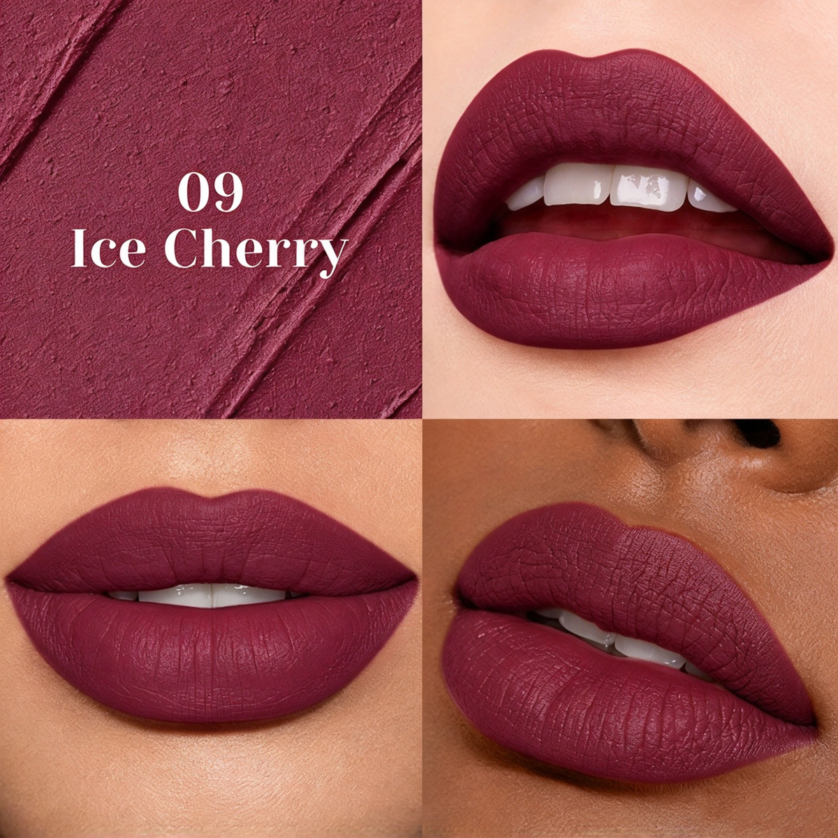Nude-toned lip mud: 10-shade matte lip glaze—long-lasting, non-transfer, and smudge-proof.