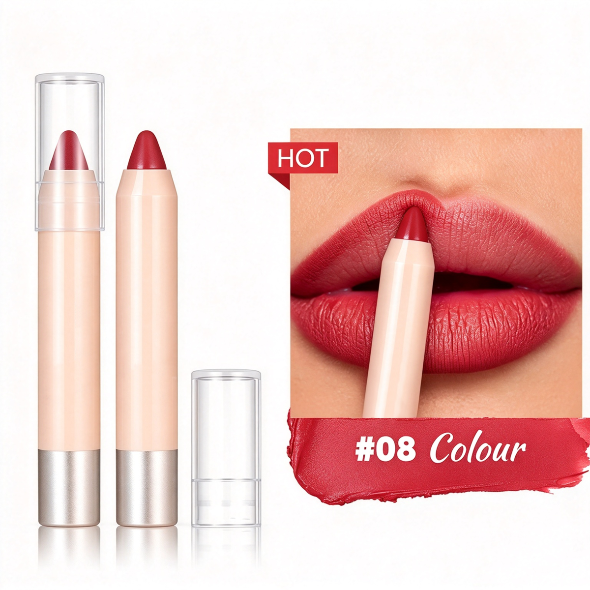 Matte Lipstick Pencil – Waterproof, Non-Transfer Lip Liner & Lip Color Pencil