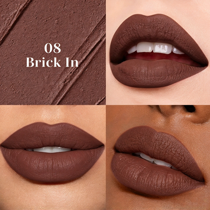 Nude-toned lip mud: 10-shade matte lip glaze—long-lasting, non-transfer, and smudge-proof.