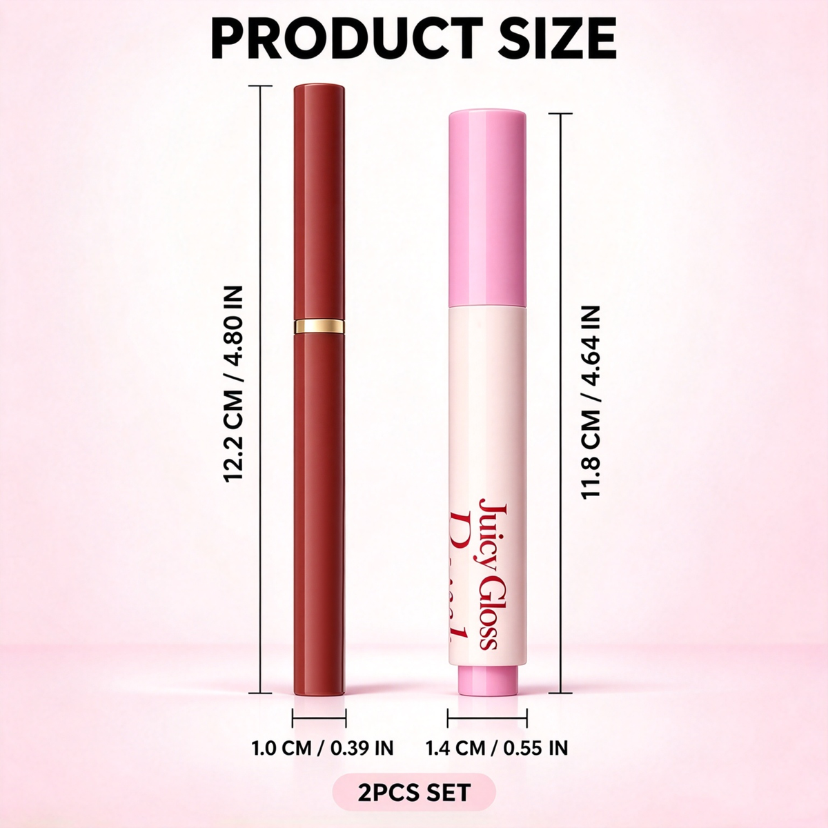 Natural 3D Lipstick & Lip Glaze (Click-style Solid Lip Gloss) + Matte Lip Liner