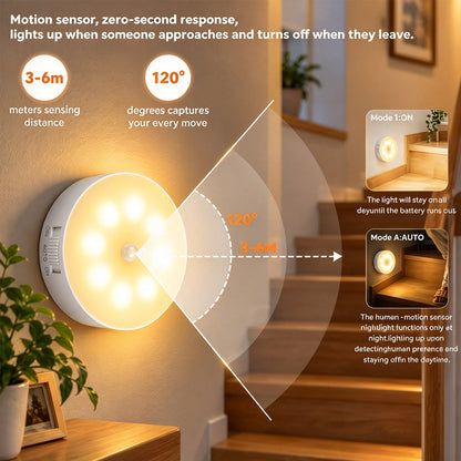 USB Rechargeable Indoor Motion Sensor Night Light - Magnetic Mount, Warm Light, Home Supply Party Gift for Kitchen, Closet