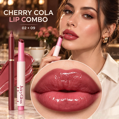Natural 3D Lipstick & Lip Glaze (Click-style Solid Lip Gloss) + Matte Lip Liner