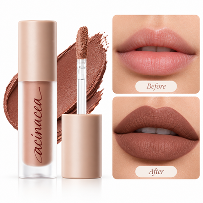 Nude-toned lip mud: 10-shade matte lip glaze—long-lasting, non-transfer, and smudge-proof.